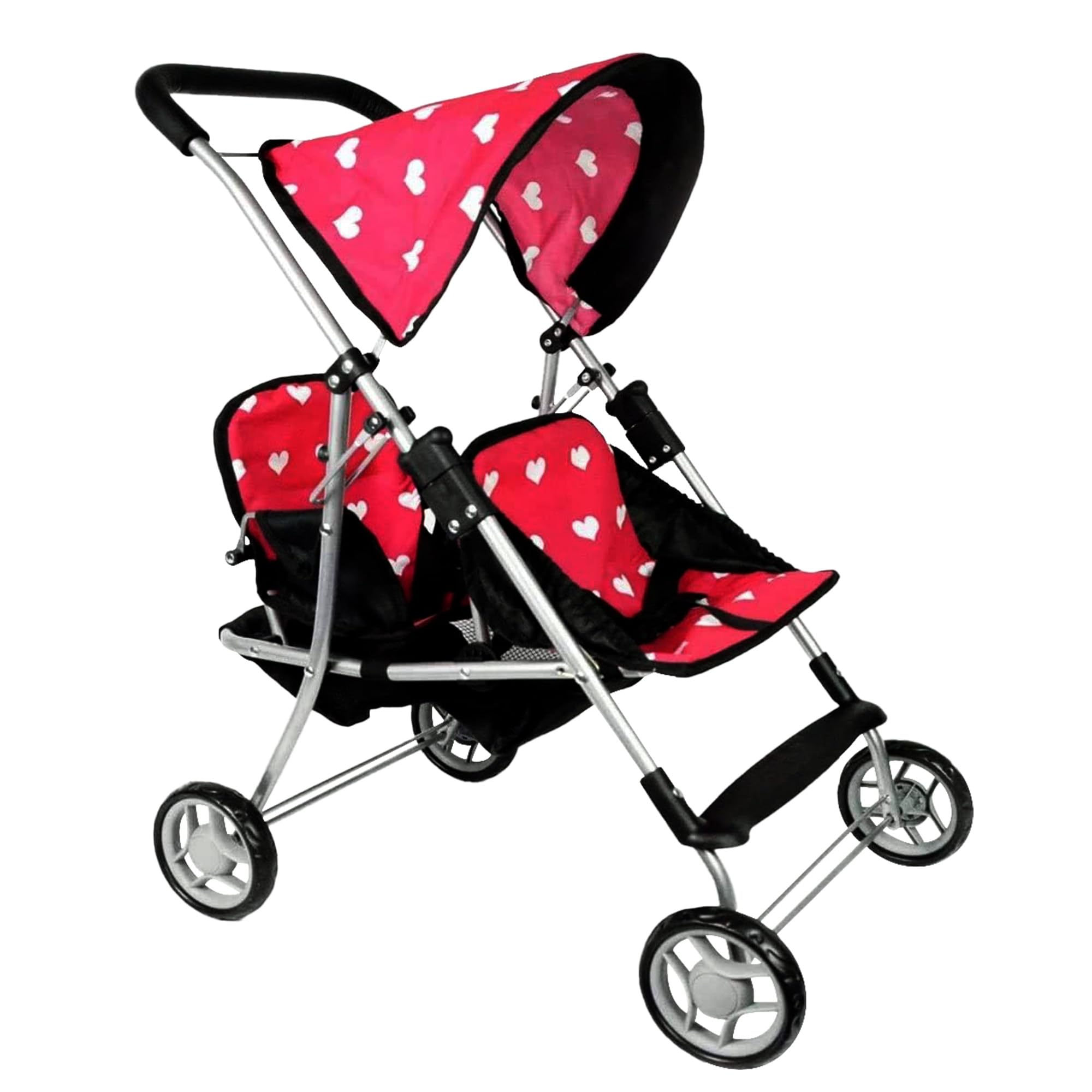 The New York Doll Collection My First Doll Twin Stroller front view with heart design for imaginative play