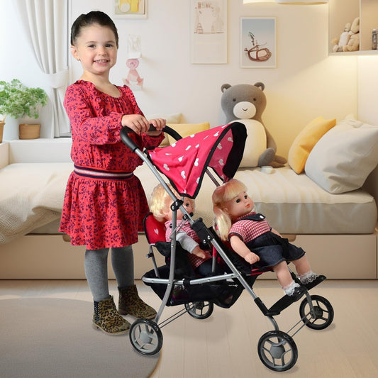 The New York Doll Collection My First Doll Twin Stroller side view highlighting space for two 18-inch dolls