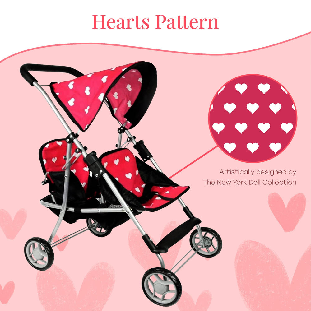 The New York Doll Collection My First Doll Twin Stroller storage basket for doll essentials