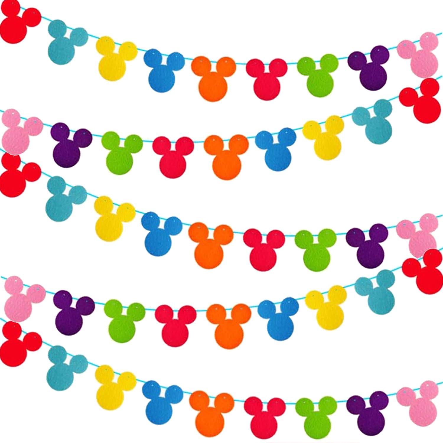 Nyhpar rainbow mouse head banner flag felt for vibrant party decor.
