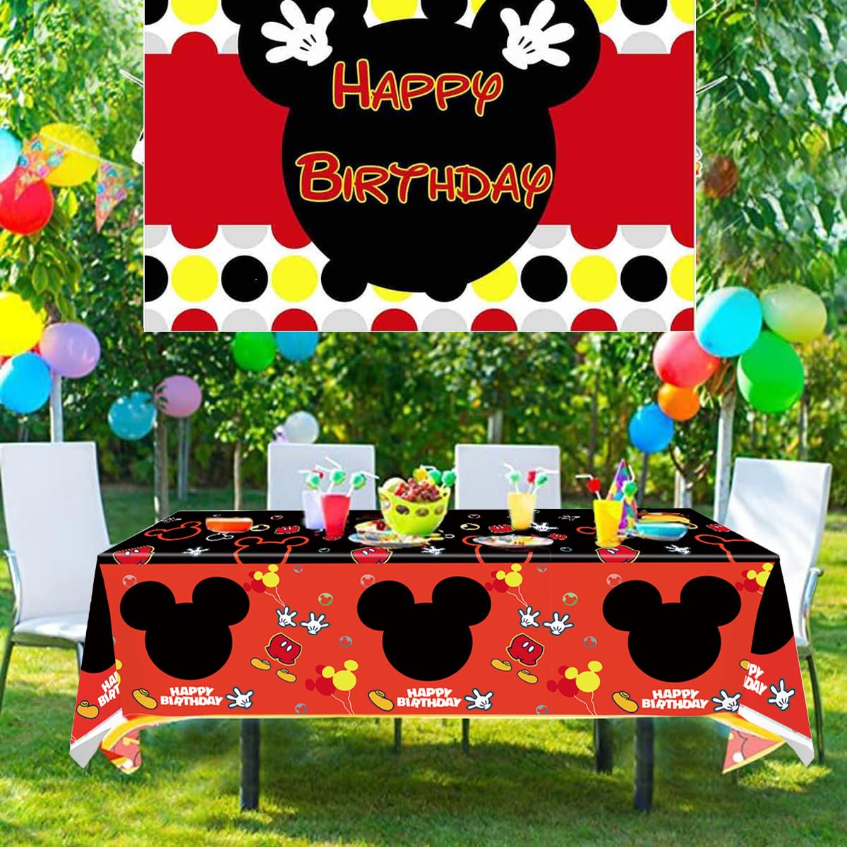 Nyhpar 86.6×51.2 inch table cover in black and red for dramatic party tables.