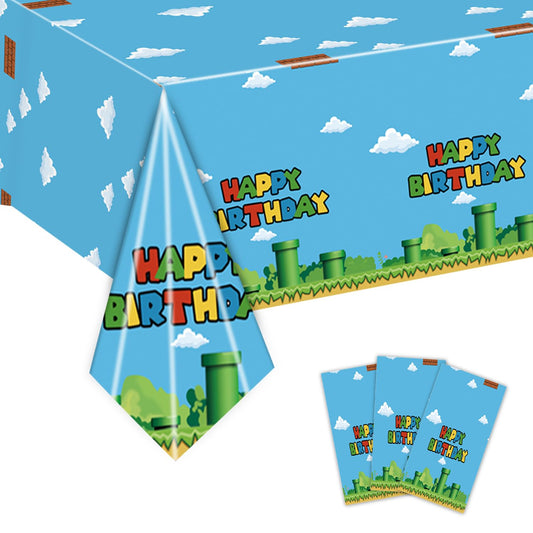 Nyhpar video game tablecloth 3pc pack for quick party setup and cleanup
