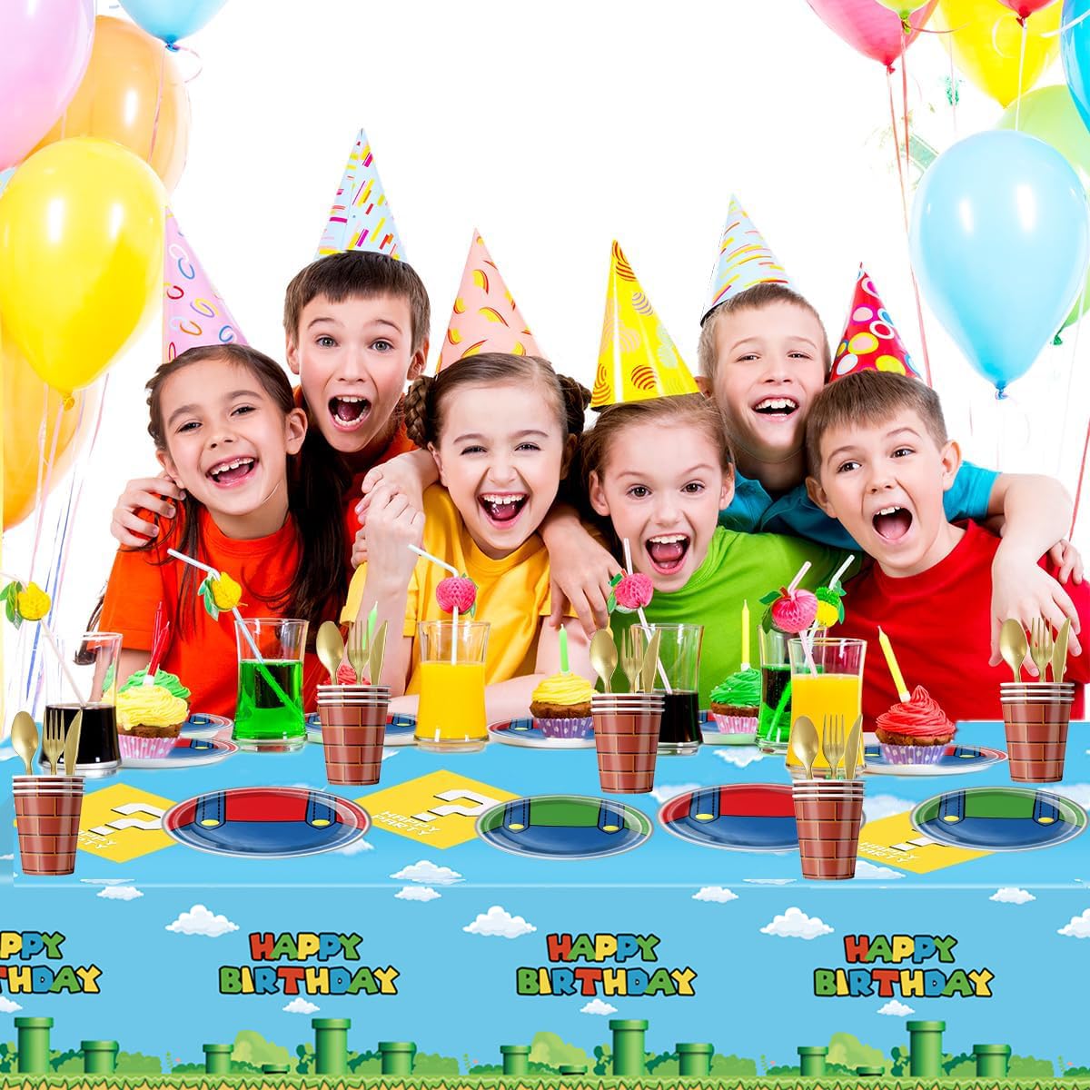 Nyhpar video game tablecloth offers a non toxic option for kids' parties