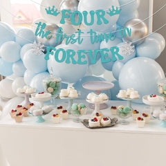 Nyvvira Four the First Time in Forever banner as a birthday photo backdrop.