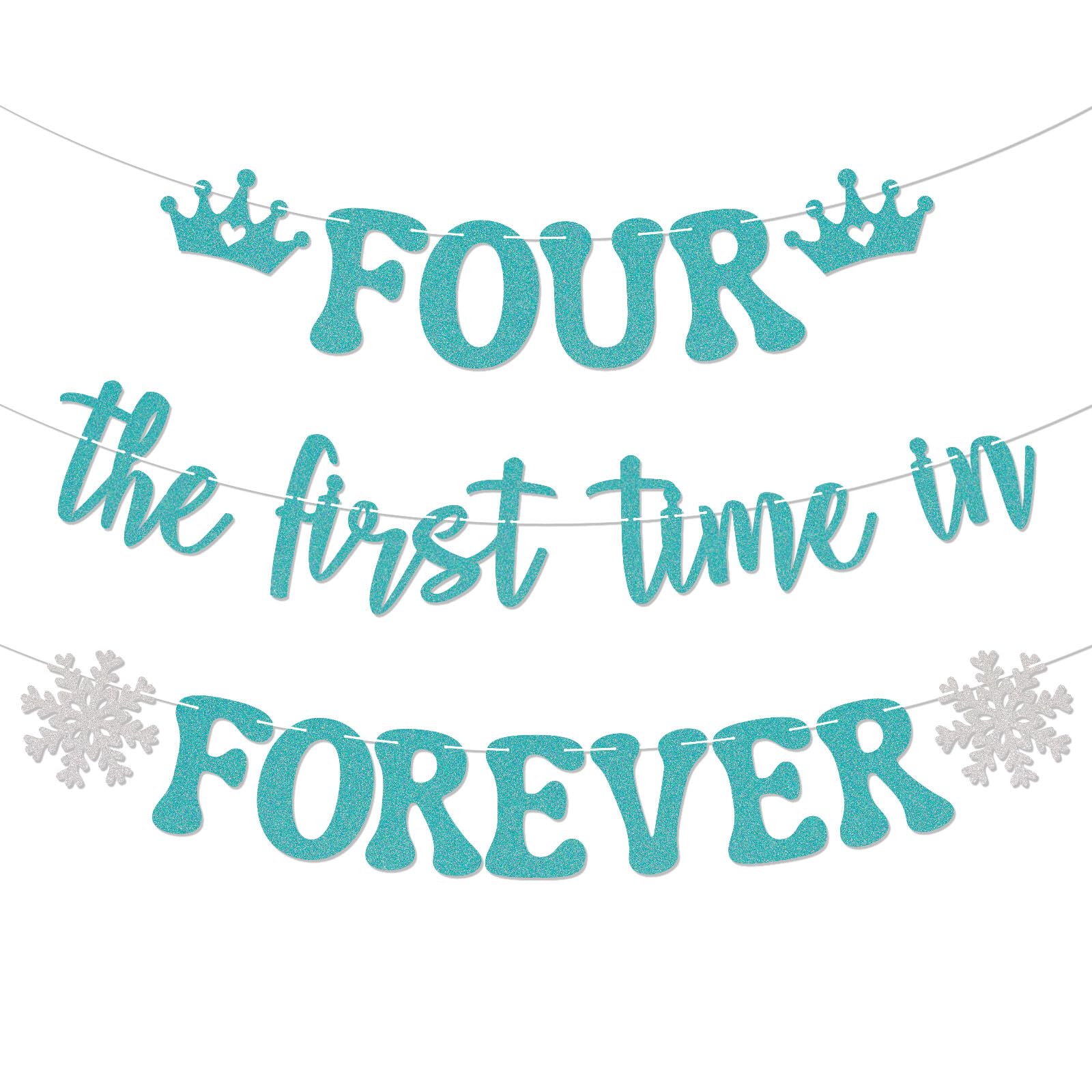 Nyvvira Four the First Time in Forever banner snowflake letters for instant backdrop.
