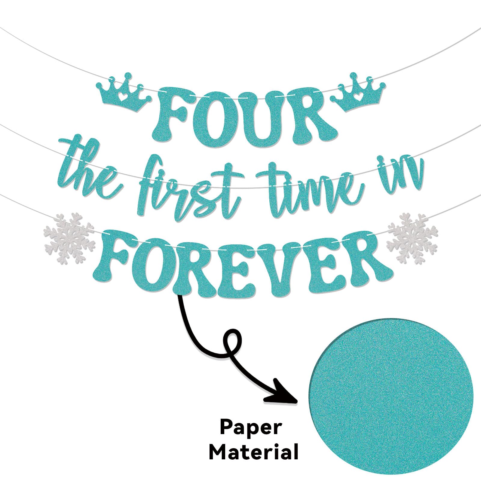 Nyvvira Four the First Time in Forever banner used as wall decor for a Frozen party.
