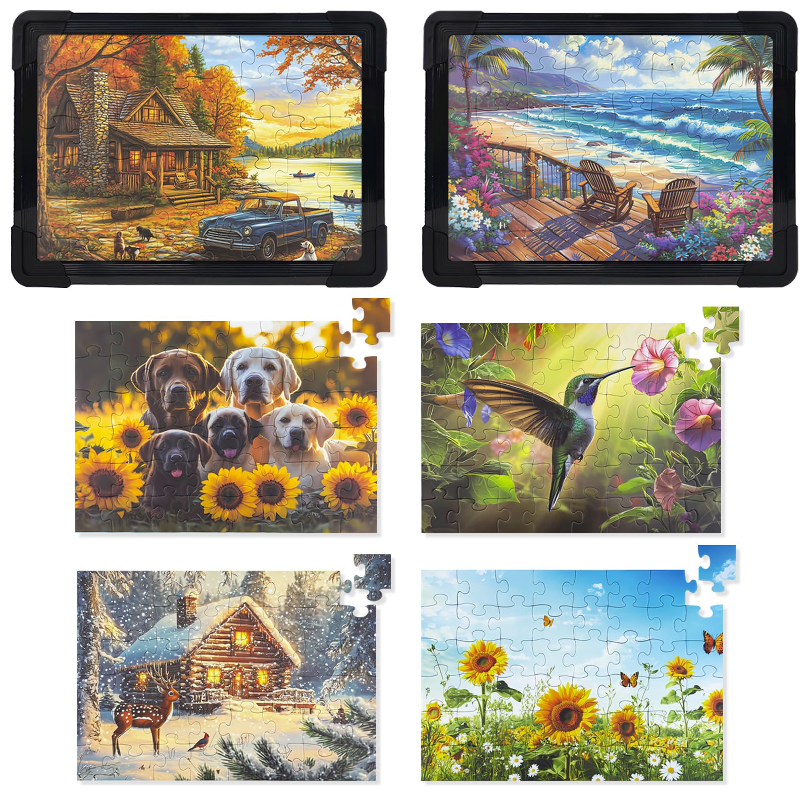 NZNDB 6-pcs 48-piece senior puzzles laid out for easy assembly.
