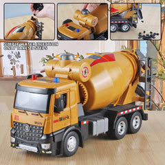 OANMYJJO cement mixer truck compact size fits small hands for developing coordination and imaginative storytelling.