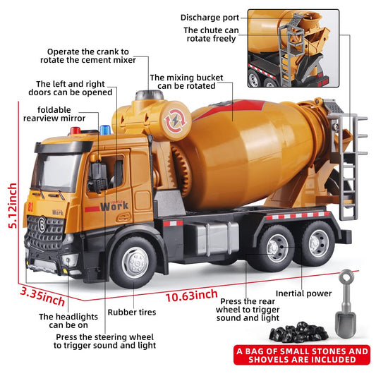 OANMYJJO truck crank spins the cement mixer, bringing pretend construction to life.