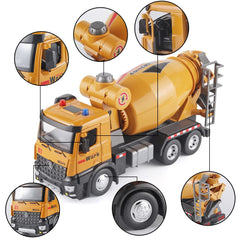 OANMYJJO cement mixer truck rotating chute and 360-degree mixer spin simulate real-world construction tasks.