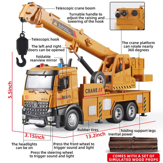 OANMYJJO crane toy features 360-degree rotation for dynamic construction play.