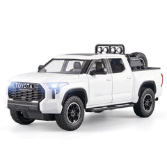 OANMYJJO White Tundra diecast truck front view shows durable zinc alloy construction.