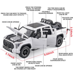 OANMYJJO White Tundra diecast truck top view reveals authentic cockpit details.