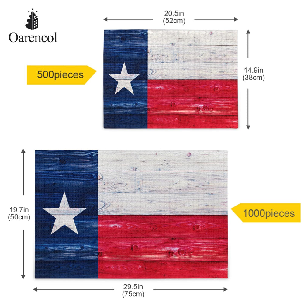 Oarencol Texas flag with back-side letter blocks helps reduce difficulty.