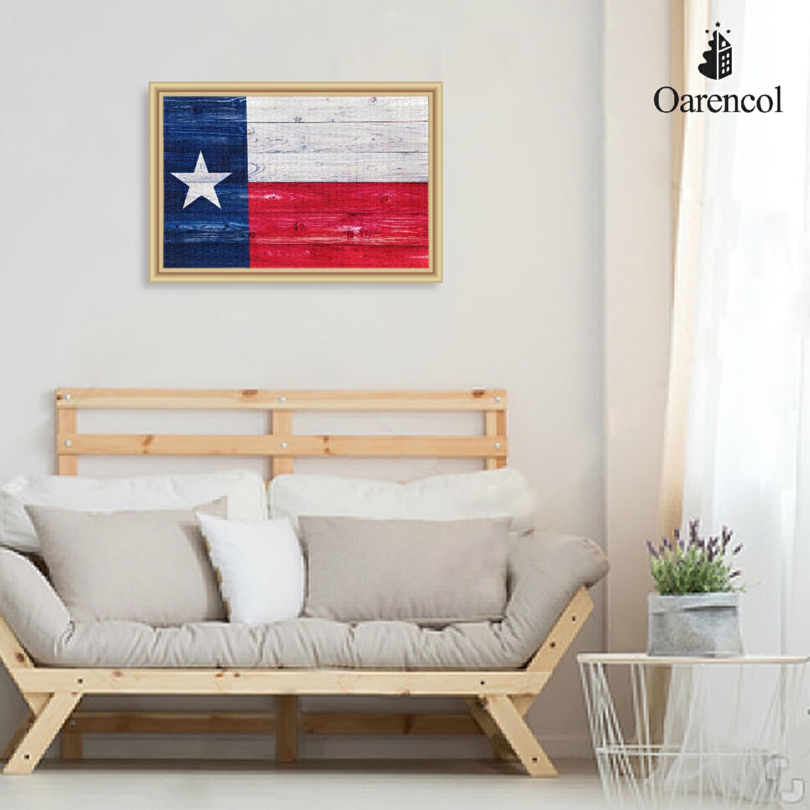 Oarencol Texas flag puzzle doubles as wall art after completion.
