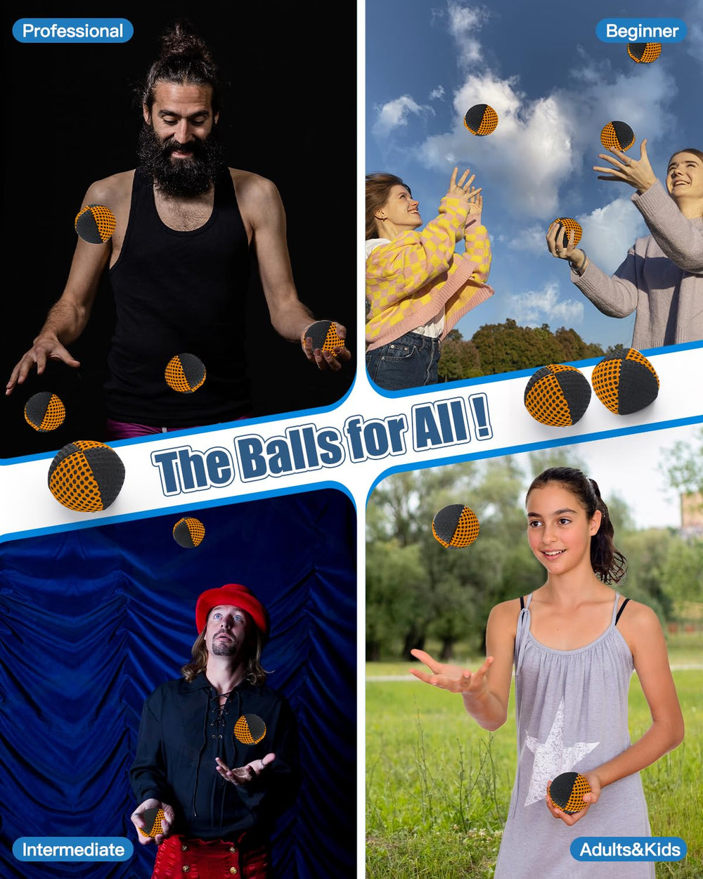 oazoxcx juggling balls with 2-4 inch diameter are easy to catch and control.