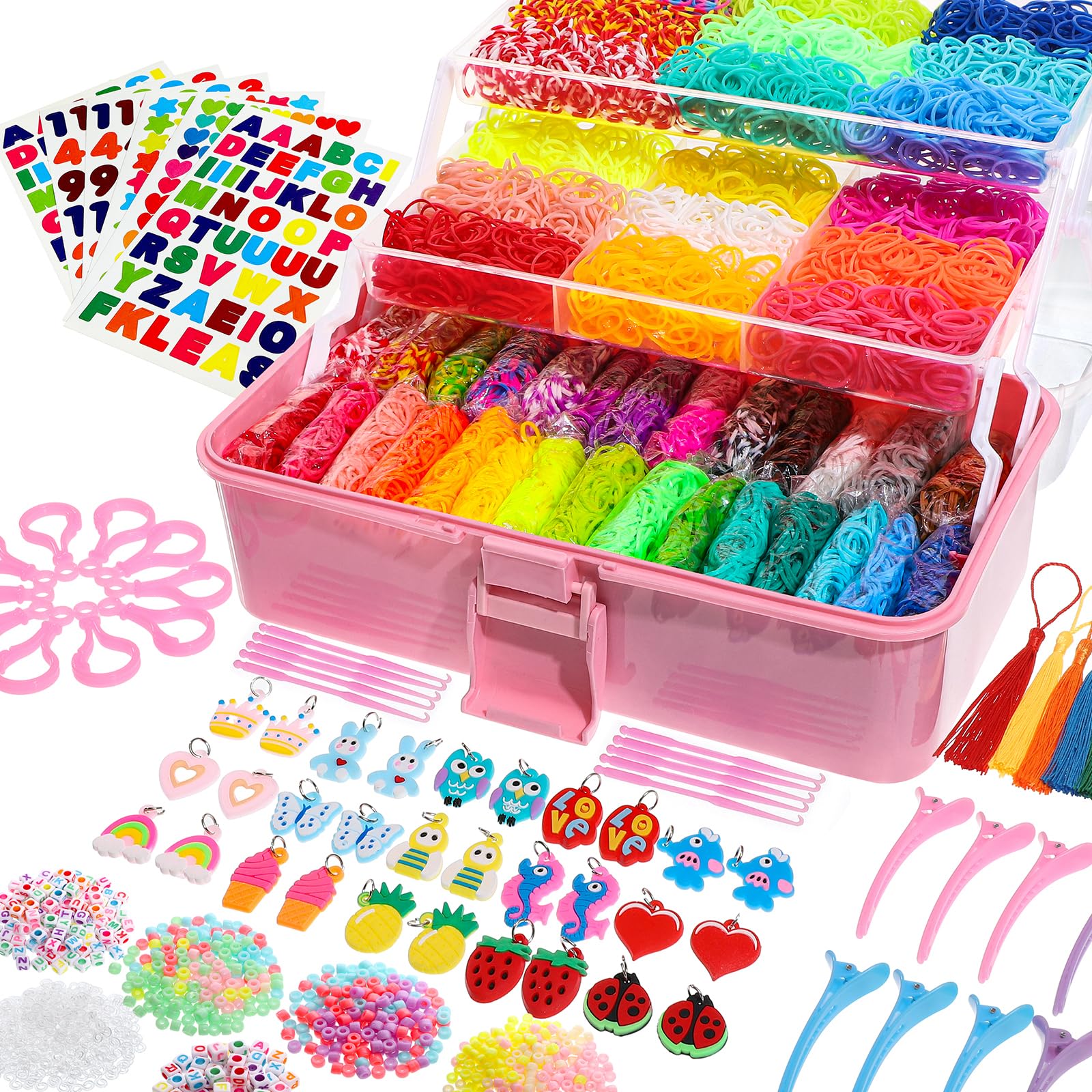 Obeoby rubber band bracelet kit contents for colorful bracelet making