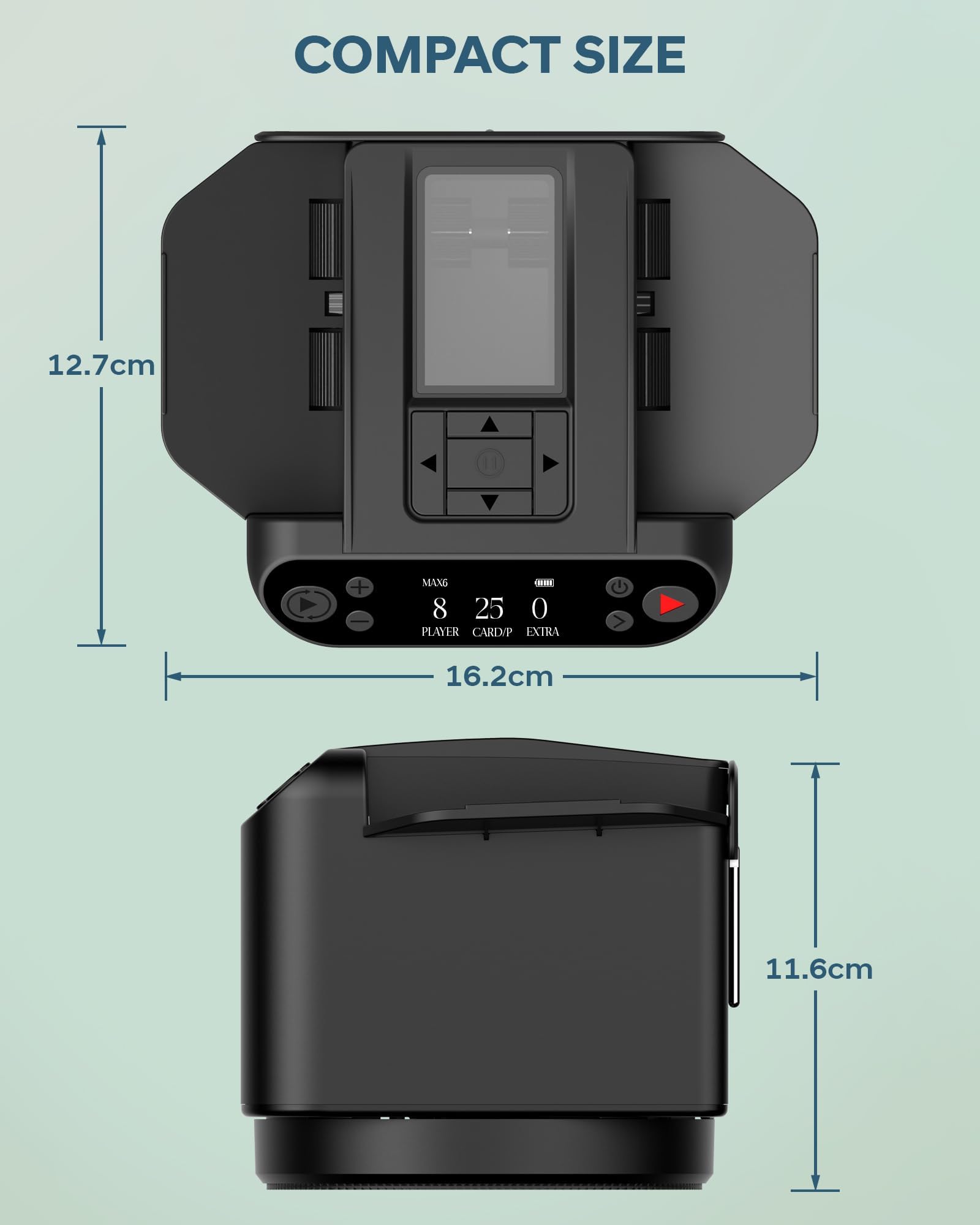 OBLITZON compact portable design fits on small tables and travels well