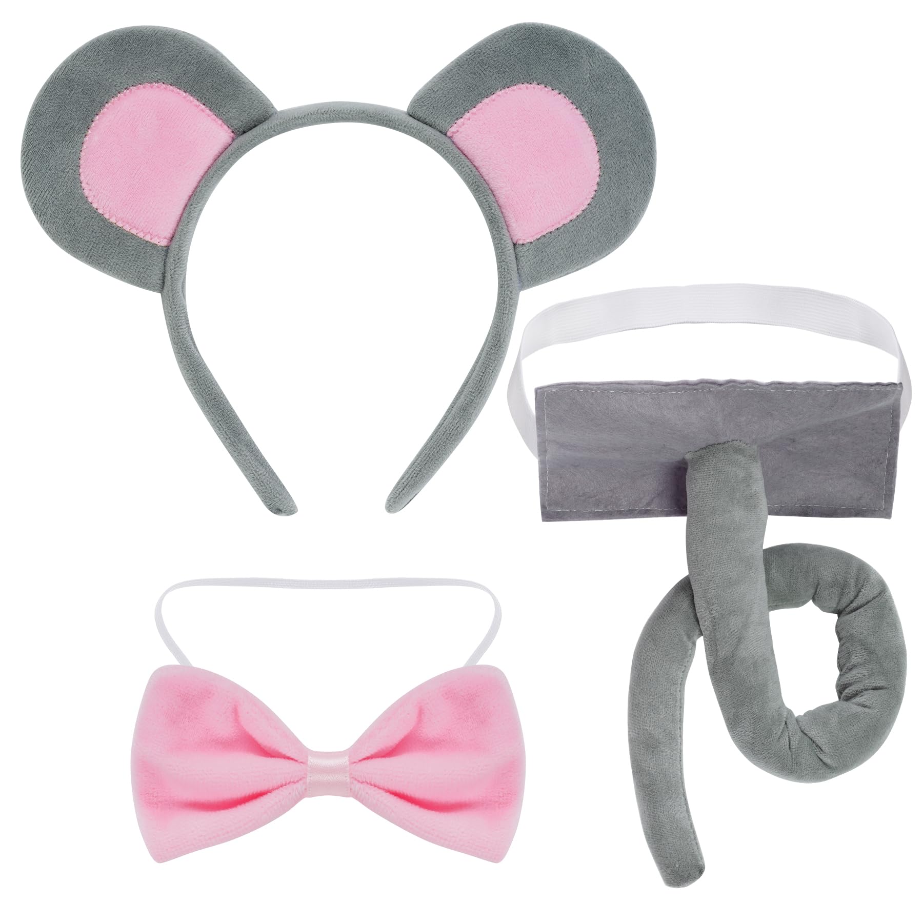 obmwang gray bow tie with elastic band for easy wear