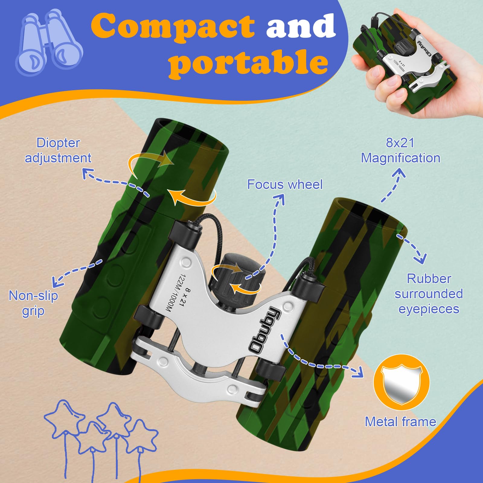 OBUBY kids binoculars bak4 prism highlights crisp color fidelity