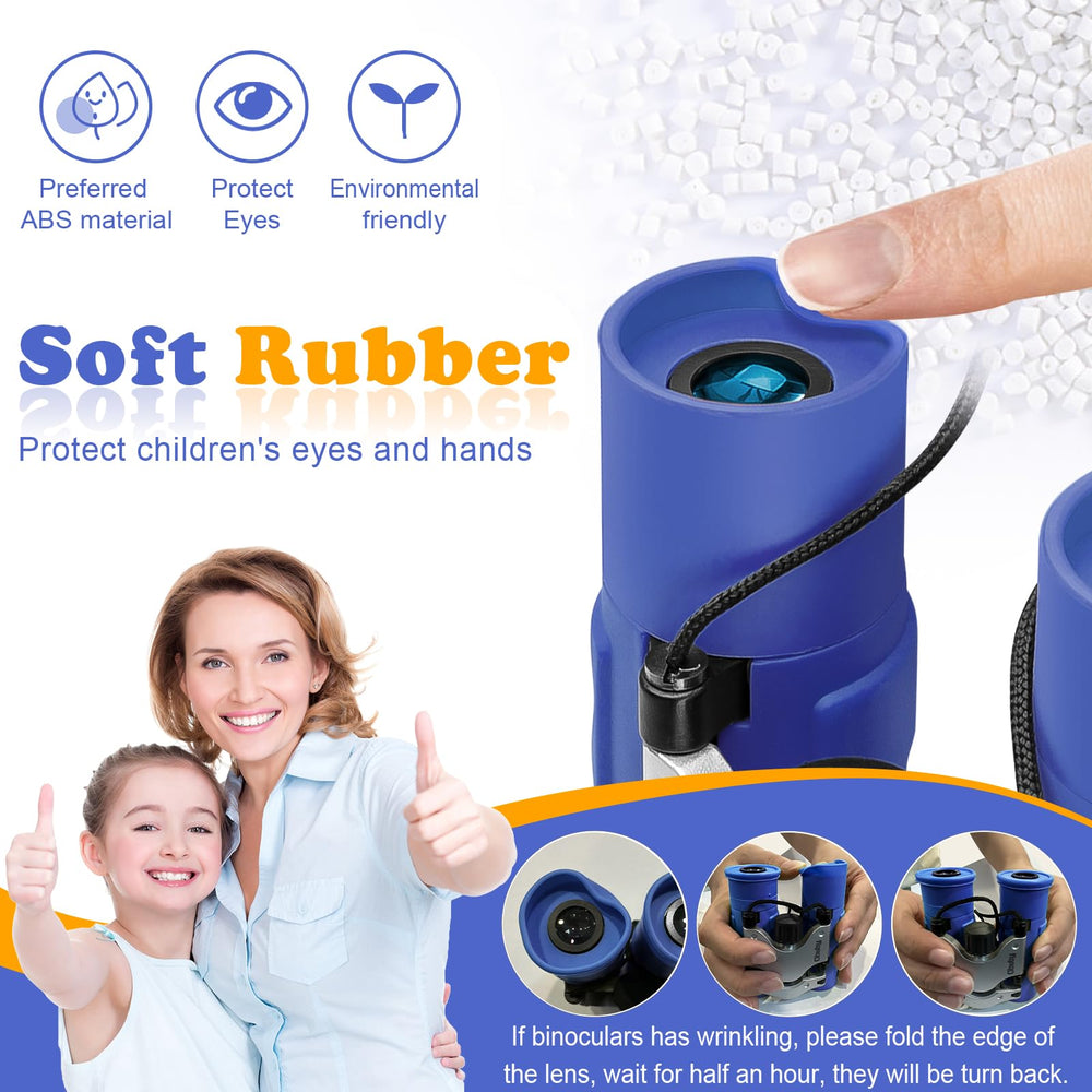 Obuby Kids Binoculars blue shockproof body protects lenses.