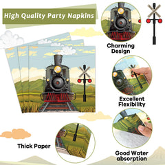 OBUSATT retro train napkins offer absorbent cleanup.