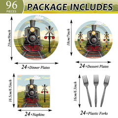 OBUSATT steam train dessert plates add color to celebrations.