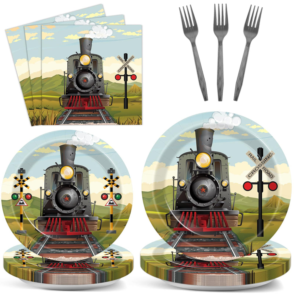 OBUSATT train dinner plates for quick, stylish retro party setup.