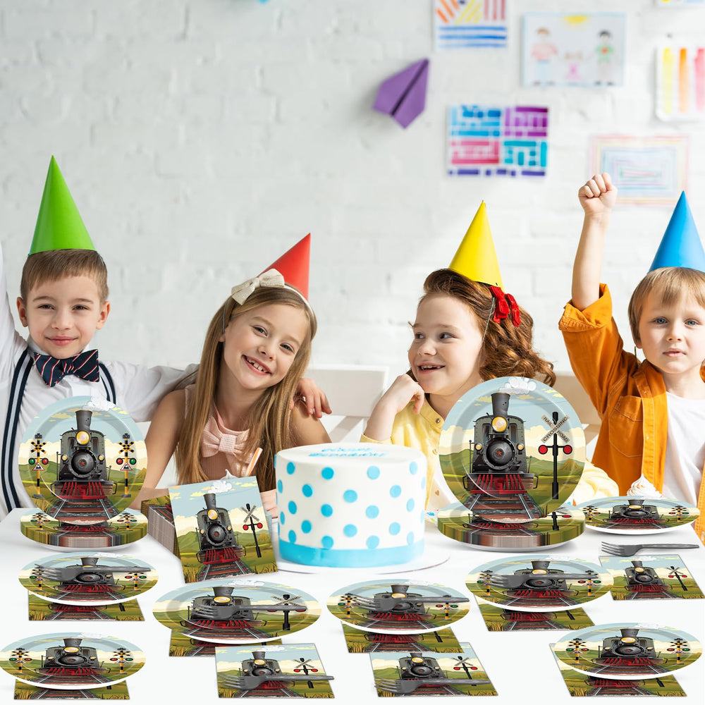 OBUSATT train party tableware set for complete celebration styling.