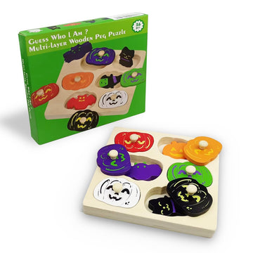 OCBTOW Halloween Pumpkin wooden puzzle bat piece enhances hand-eye coordination.