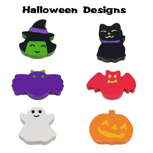 OCBTOW Halloween Pumpkin wooden puzzle pieces with black cat encourage color matching.