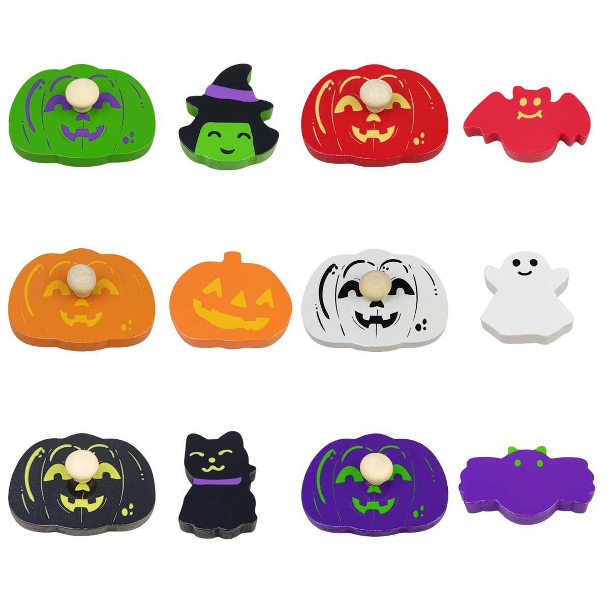 OCBTOW Halloween Pumpkin wooden puzzle ghost piece supports imaginative play.
