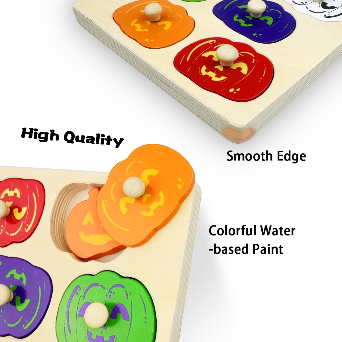 OCBTOW Halloween Pumpkin wooden puzzle witch piece invites storytelling and fine motor exploration.