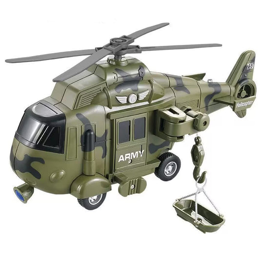 OCCAFY military helicopter toy with lights and sirens for immersive rescue play.