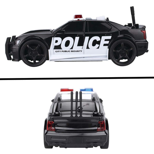 OCCAFY police car toy, side view, friction-powered glide on floors.