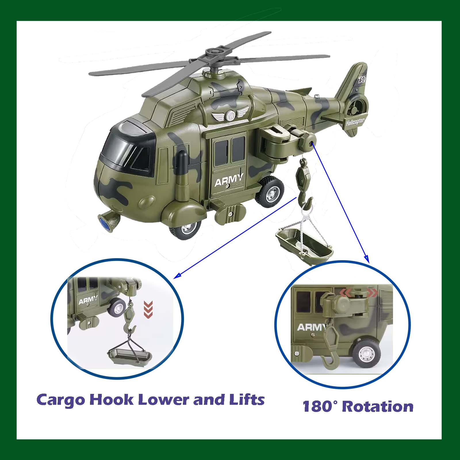 OCCAFY helicopter with three sound buttons delivers interactive play.