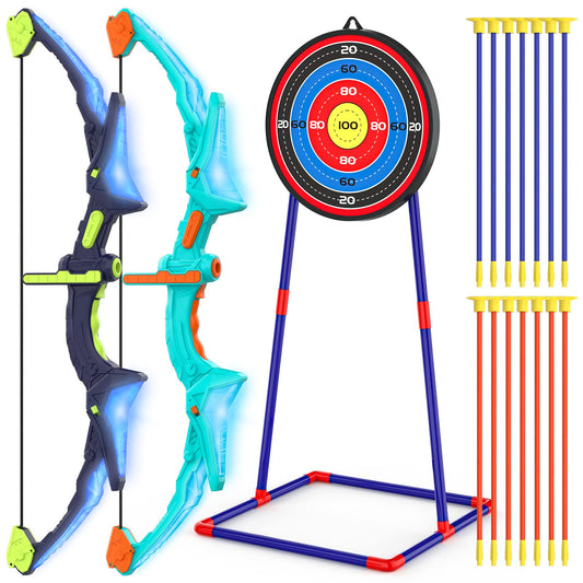 Ocditikl bow and arrow set with light-up bows for kids' playtime.