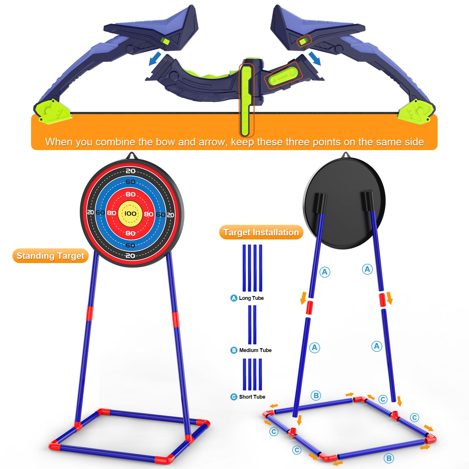 Ocditikl LED-illuminated archery toy for low-light rooms.