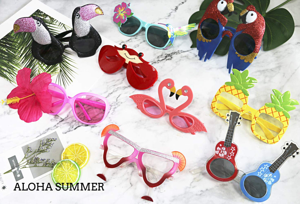 Ocean Line Hawaiian party glasses add humor and photo-ready props to any luau.