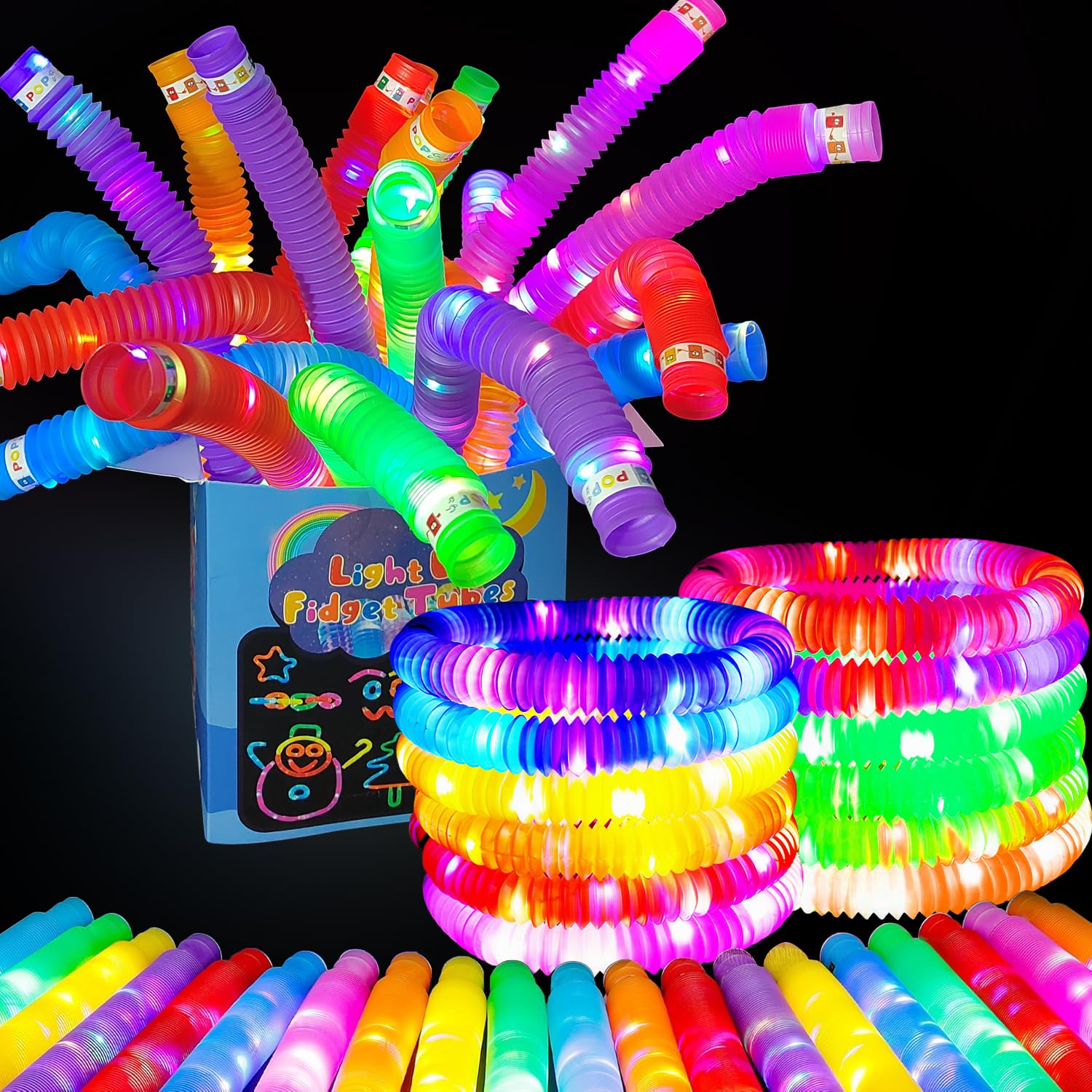 OceanWings 24pc glow pop tubes arranged for vibrant kid-friendly fun
