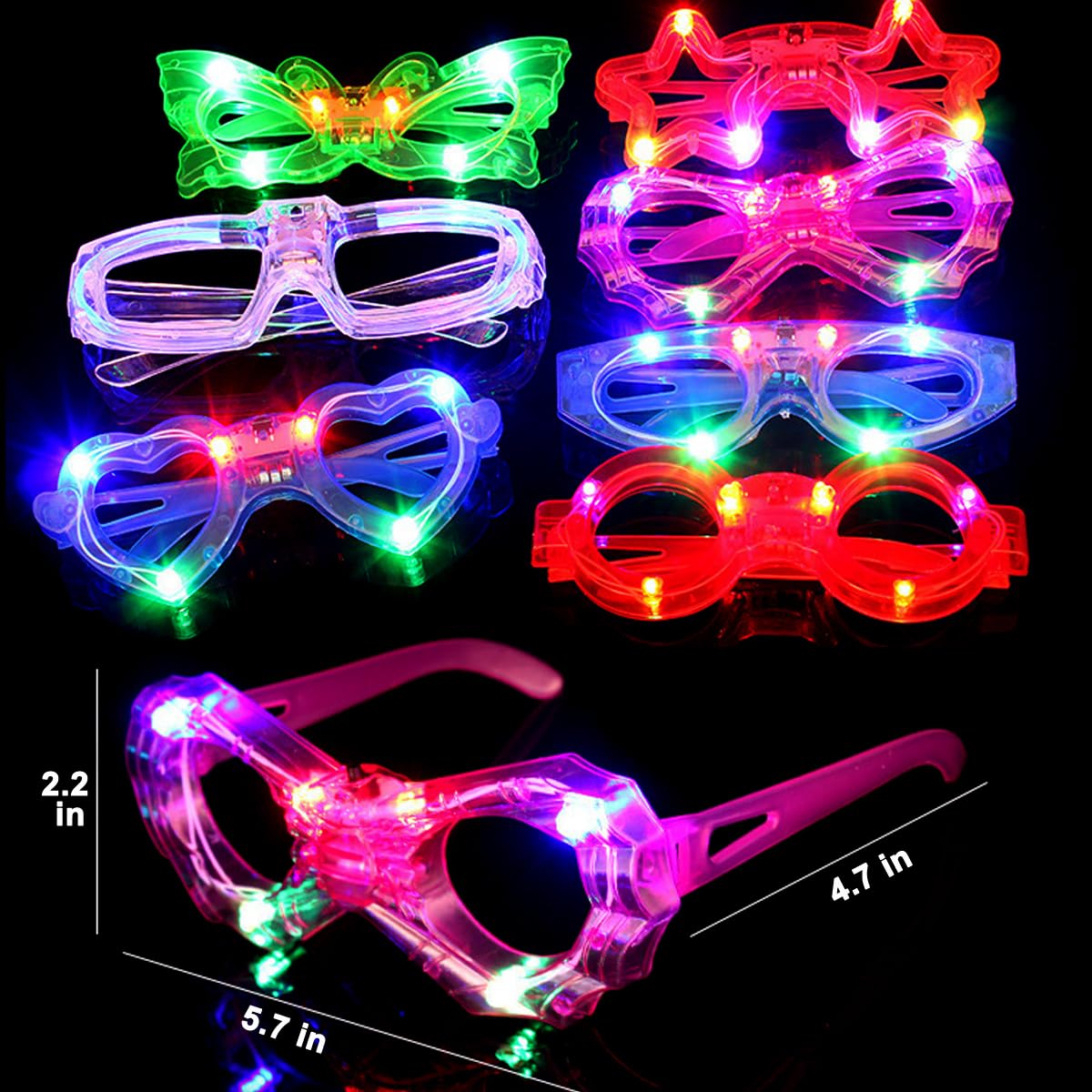 OceanWings LED glasses circle shape with bright colors for festive moments