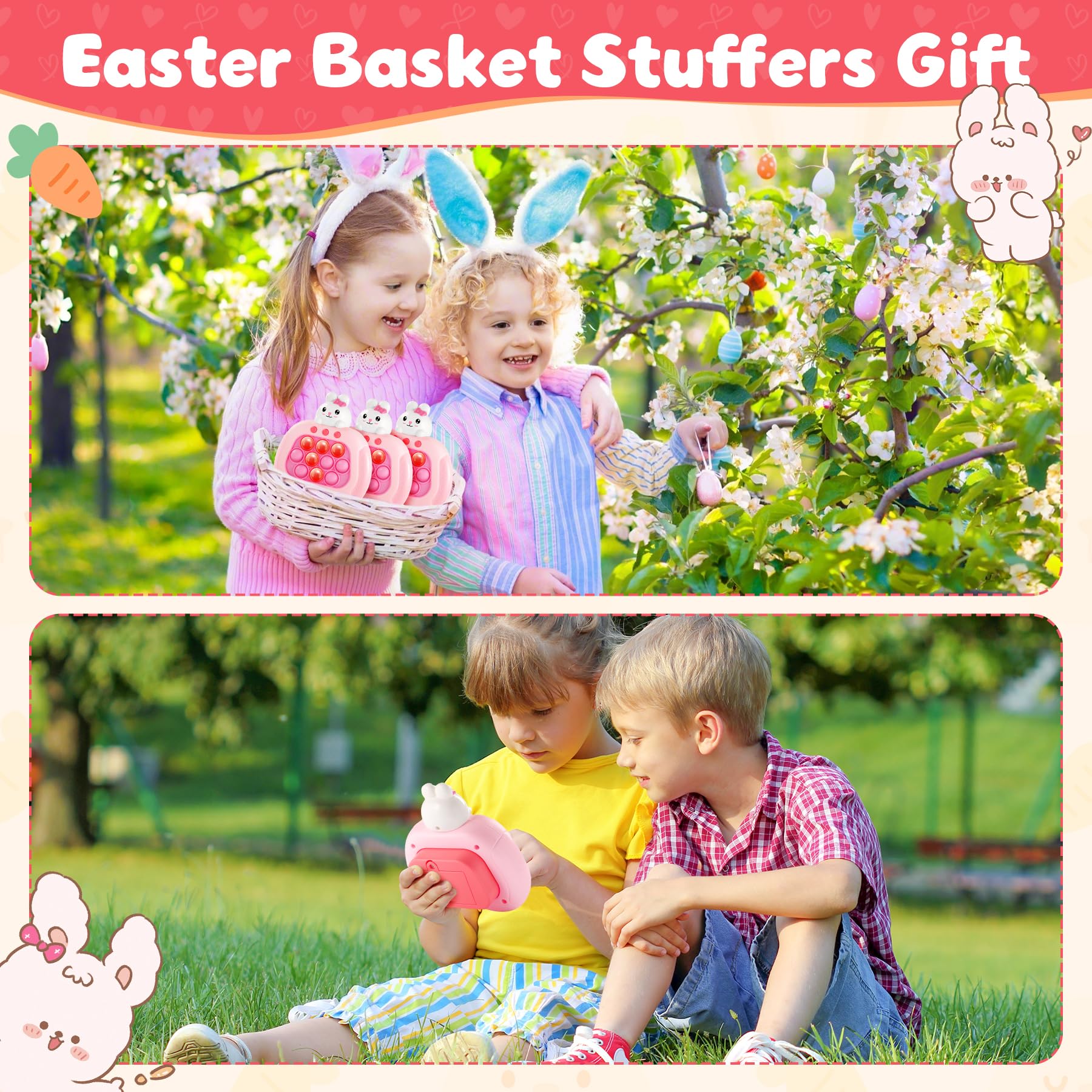 OCYGL Easter rabbit toy nestled in Easter basket for gifting
