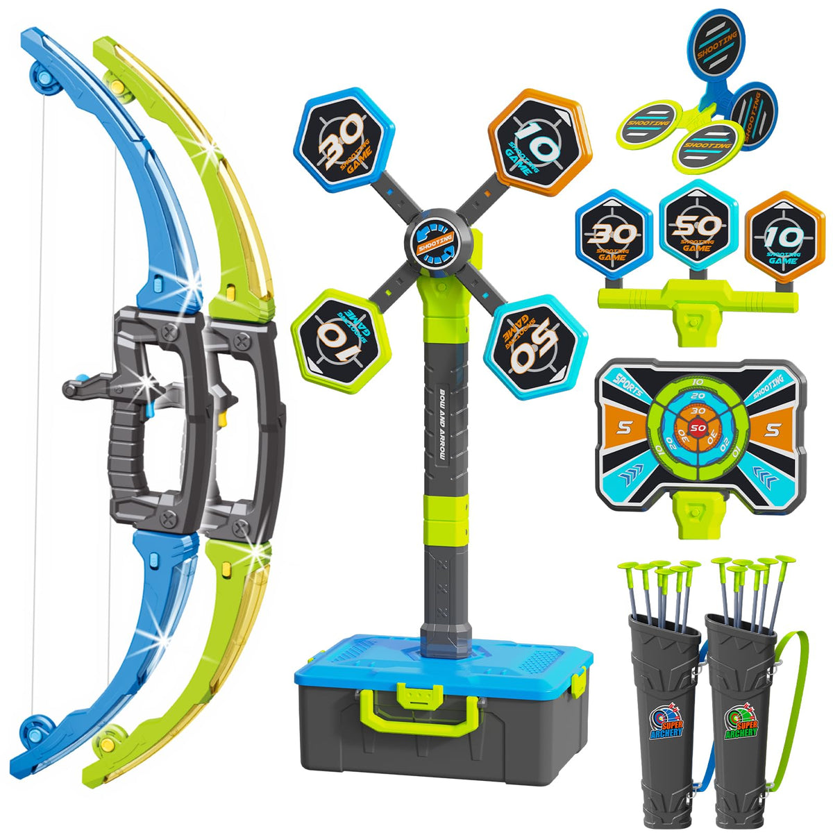 OCHIDO 2-Pack Archery Bows with LED lights for vivid indoor play