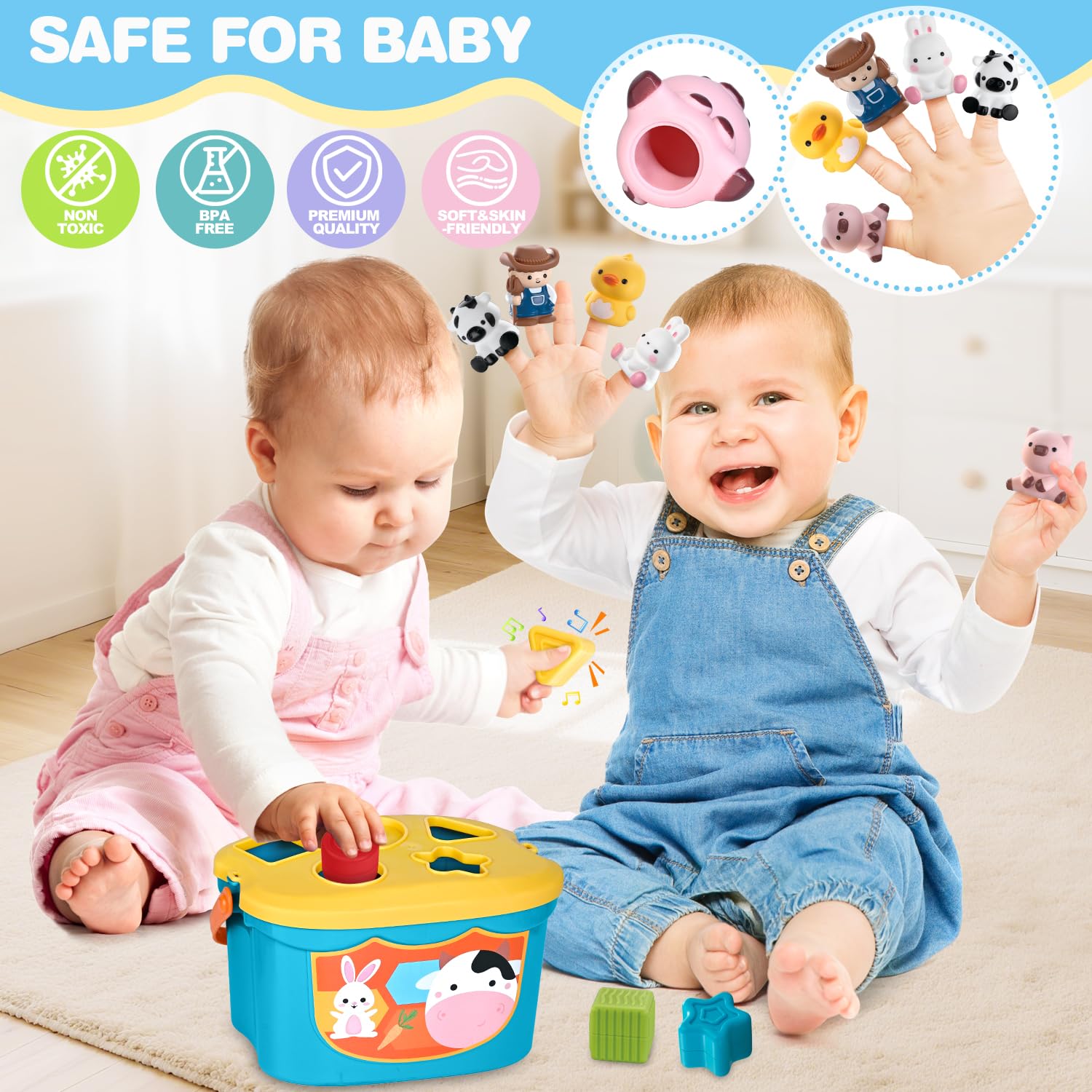 OCHIDO farm animal finger puppets support imaginative play and speech development.