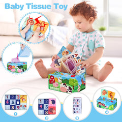 OCHIDO tissue box toy adds rustling fun and visual stimulation for toddlers.