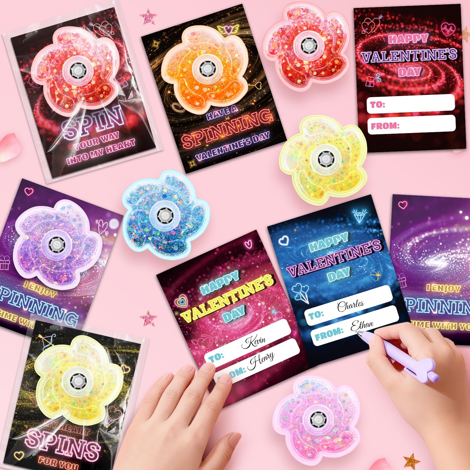 Six card designs spark excitement during gift swaps at school.