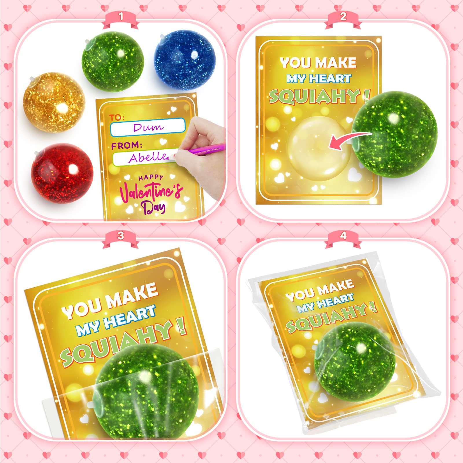 OCHIDO glitter squeeze balls in four colors for party prizes