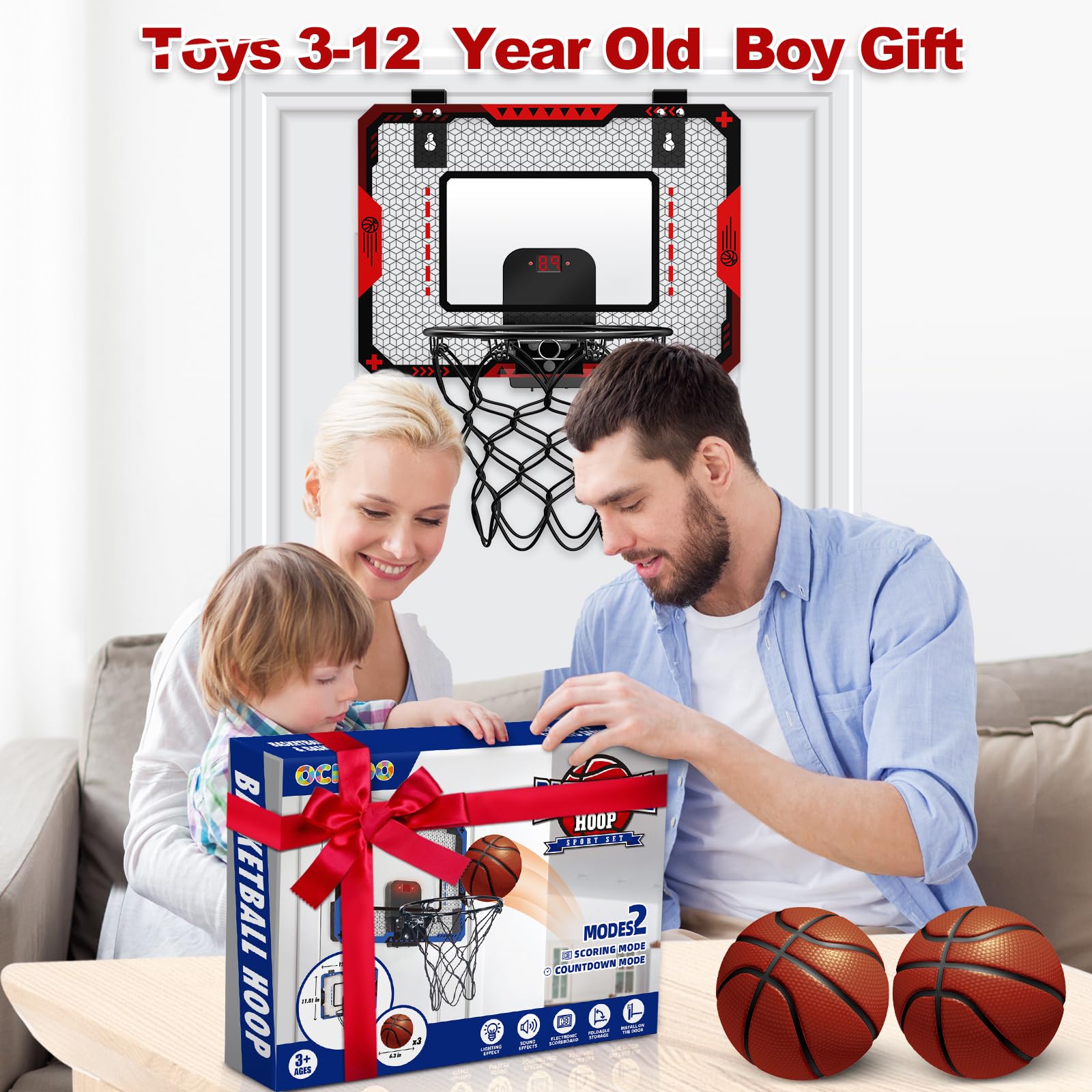 OCHIDO set includes three mini basketballs for instant play