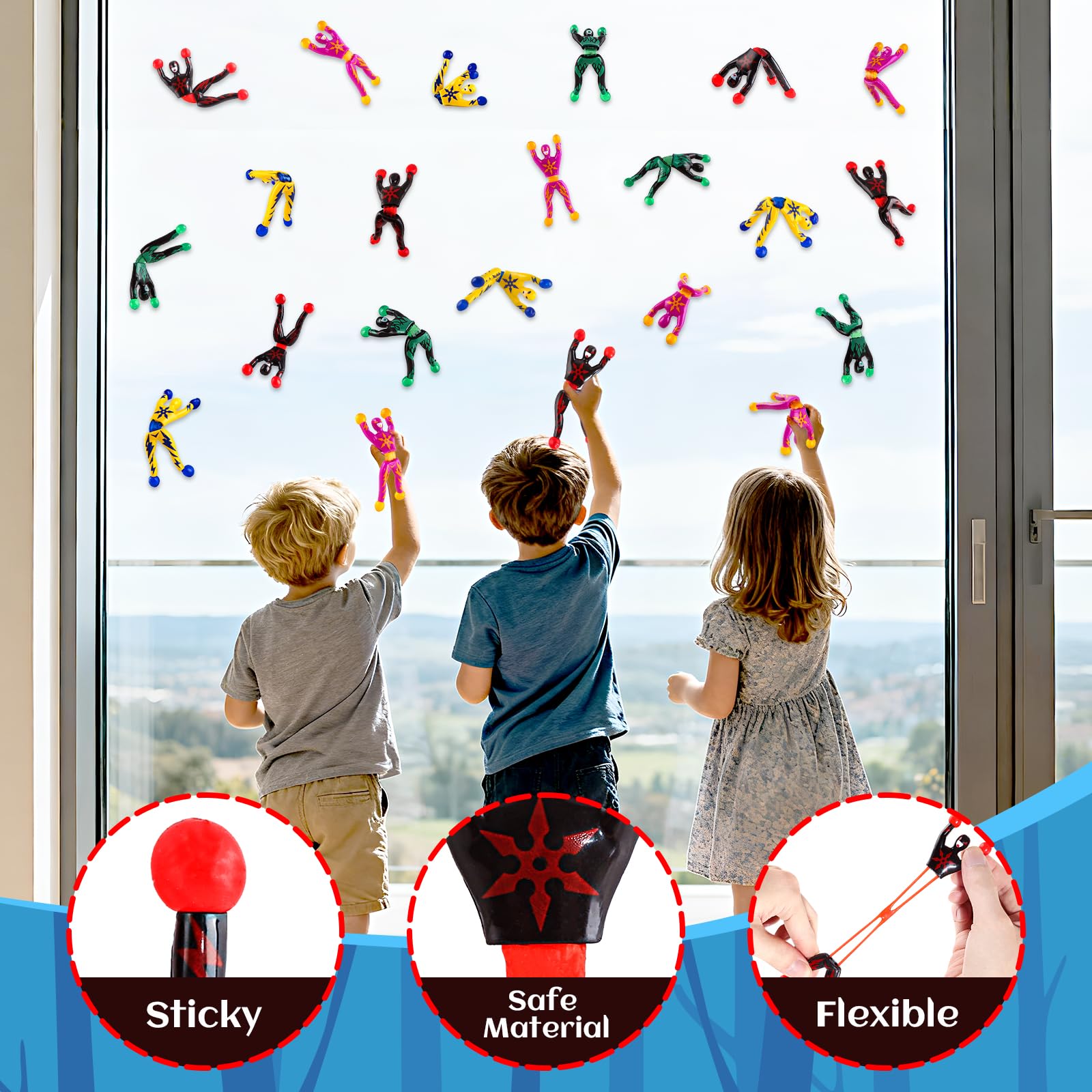 OCHIDO sticky wall climbing ninja toy 1 demonstrating wall-adhesion fun and easy reuse