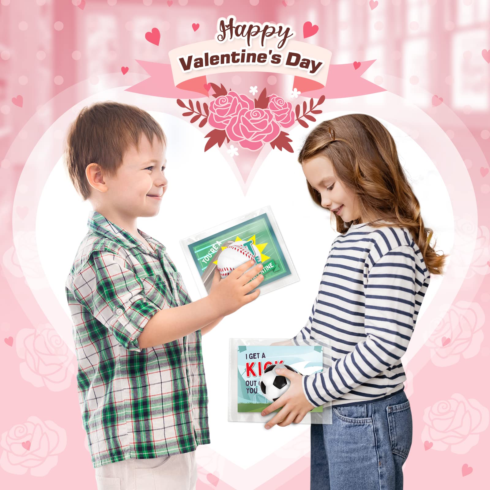 OCHIDO Valentine cards set with five sports designs for kids